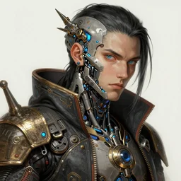 Portrait of a cyberpunk cyborg  , D&D, sci fi fantasy, intricate, richly detailed colored , art by Range Murata and Artgerm highly detailed, digital painting, trending on artstation, sharp focus, illustration, style of Stanley Artgerm,