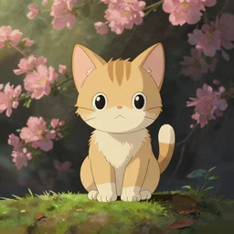 a wholesome animation key shot of a kitten on a hill, simetrical medium shot, studio ghibli, pixar and disney animation, sharp, rendered in unreal engine 5, anime key art by greg rutkowski, bloom, dramatic lighting