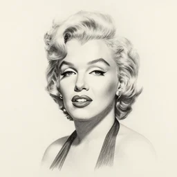 pencil drawing of Marilyn Monroe as a 1986 young woman