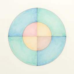 procedural, pastel colors, circle and rectangle geometric ink on paper c 1 5