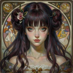 a masterpiece portrait painting of reimu hakurei, ultra realistic, concept art, intricate details, eerie, highly detailed, photorealistic, art by artgerm and greg rutkowski and alphonse mucha
