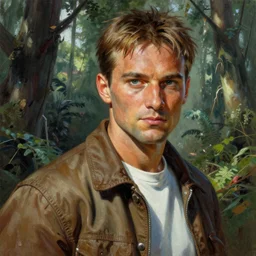 ultra realistic portrait painting of forest gump as ryu from street fighter, art by frank frazetta, 4 k, ultra realistic, highly detailed, epic lighting