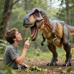 stock photo of a dinosaur eating a man