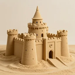 open angle photo of a castle made of sand, matte painting,