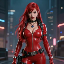 a stunning medium shot portrait of red sonja as a cyberpunk princess, digital art by eugene de blaas and dan mumford, highly detailed, artstationhq