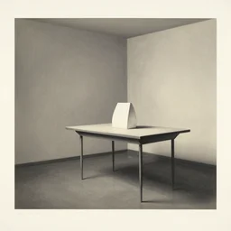 an empty room with a white object sitting on a table by marcel duchamp, archival pigment print, 1 9 2 0, academic art, conceptual art