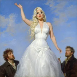 lady gaga painting sky, painting by gaston bussiere, craig mullins, j. c. leyendecker