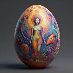 the egg of creation, metaphysical art, surrealism, zbrush, unreal engine, vibrant, detailed, by marianne northl