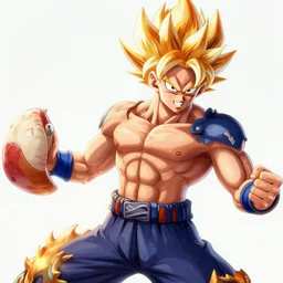 luffy from one piece, super saiyan 3 dbz, high detailed, genkidama final attack