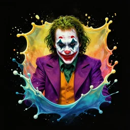 joker out of bounds splash art graphic design color splash high contrasting art, fantasy, highly detailed, art by greg rutkowski