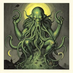 an 1 8 0 0 s naturalism book illustration of cthulhu