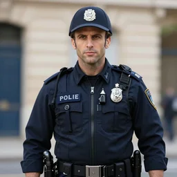 emmanuel macron dressed as a police officer, highly detailed, digital art, sharp focus, trending on art station
