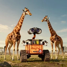 wall - e movie poster artwork by michael whelan and tomer hanuka, giraffes, full of details, by makoto shinkai and thomas kinkade, matte painting, trending on artstation and unreal engine