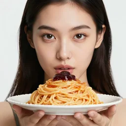extremely detailed studio closeup portrait of a fashion model holding a spaghetti cake. surreal photograph, lo - fi, polished look, solid background, silly and serious, hermes ad, fashion photography, toiletpaper magazine by pierpaolo ferrari and maurizio cattelan, 3 5 mm photograph, colourful, david lachapelle, canon eos c 3 0 0, 8 k, medium - format print