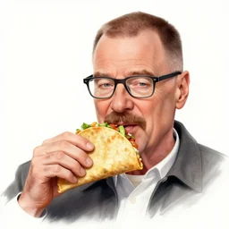 sketch of walter white eating a taco,8k,real photo