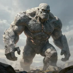a huge granite golem with light streaks emerging from its body, wlop, concept art, digital painting, trending on artstation, highly detailed, epic composition, 8 k uhd