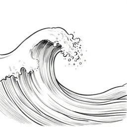 crashing wave, minimalist line drawing