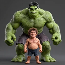 full body portrait , photomanipulation of BOB ROSS as hulk with human flesh, marvel, fully detailed, volumetric lightening, octane render, 8k, masterpiece, epic composition