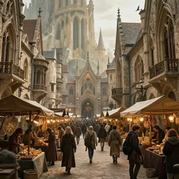 a busy fantasy street market from within a beautiful and ornate city, by Sylvain Sarrailh, by Sebastian Luca, by Nicodemus Yang-Mattisson,   cinematic, great composition, dungeons and dragons, lord of the rings