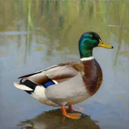 a duck on the prowl oil painting jim lambie