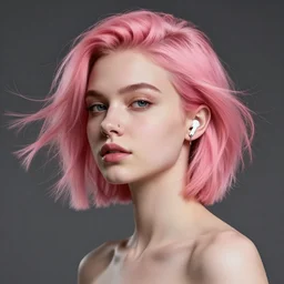 beautiful russian girl with short pink hair and nose piercing, wearing airpods, thin round earrings, winds of winter, au naturel, hyper detailed, digital art, trending in artstation, cinematic lighting, studio quality, smooth render, octane rendered, concept art, sharp focus, illustration, art by artgerm and greg rutkowski and wlop