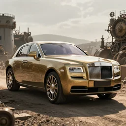 rolls royce ghost reimagined in steampunk style, concept art, octane render, ultra realistic
