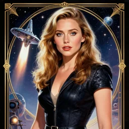 Elizabeth Olsen  as a stunning ,  beautiful retro SCI-FI space heroine 1985 , star ship taking off in the background on the left side , movie poster, intricate, elegant, highly detailed, centered, digital painting, trending on artstation, concept art, smooth, sharp focus, illustration, art by raphael lacoste ,eddie mendoza ,alex ross, WLOP