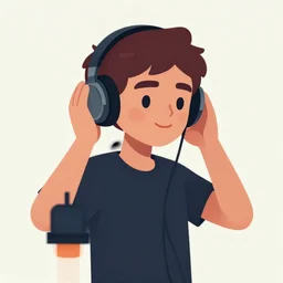 gigachad with headphones listening to music, vector art