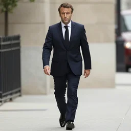 Emmanuel Macron walking in American Psycho (1999)