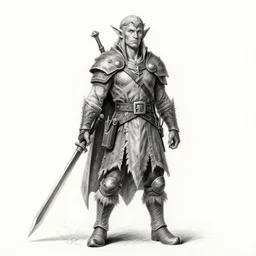 elf ranger, character, dungeons and dragons, pencil art, high quality, artstation