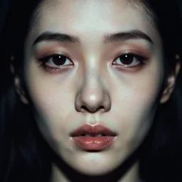 analogue horror, uncanny valley, human face, frontal, closeup
