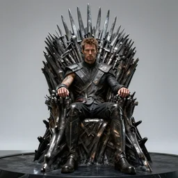 Man sitting on the iron throne, science fiction industrial hard science concept art, 8K render octane high definition cgsociety, photorealistic, unreal engine