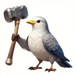 twitter bird holding a ban hammer, illustration, epic, intricate, hyper detailed, artstation, concept art, smooth, sharp focus, ray tracing, vibrant, photorealistic, award - winning, 4 k, hdr, simon bisley,