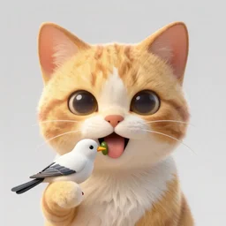 cat emoji eating a bird, octane render, art station, hd, 4k, digital painting