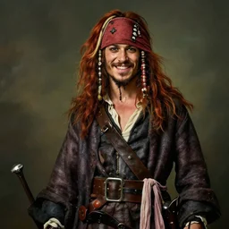 portrait painting of 2 5 years old rugged joyful masculine muscular male pirate long long hair soft hair flowing hair crimson hair upper body only long coat rugged handsome romanticism unreal render cinematic lighting art 1 9 2 0 period drama by bussiere rutkowski andrea rocha