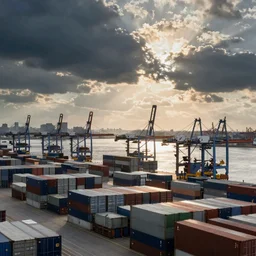 view of the port with thousands of containers