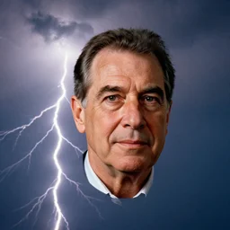 portrait of richard nixon floating in the sky with lightning striking behind him, by charlotte grimm, natural light, detailed face, canon eos c 3 0 0, ƒ 1. 8, 3 5 mm, 8 k, medium - format print