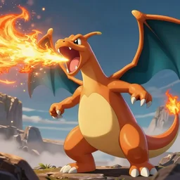 pokemon charizard screaming fire coming out of mouth, epic scene, highly detailed, high quality, 8 k, 4 k, octane render, digital painting