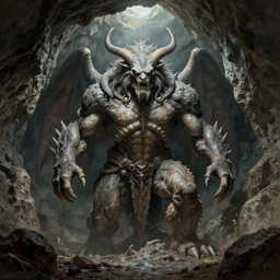 artwork by john howe of the ruthless leviathan, cavern, 8 k, centered, highly detailed