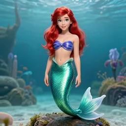 a portrait of ariel the little mermaid with background scenery by juergen teller, iris van herpen