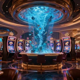 futuristic casino, crisp, artstation, luxury, las vegas, beautiful, dim painterly lighting volumetric aquatic, 3 d concept art