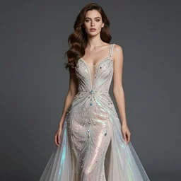 alexis dziena in iridescent gown, extremely detailed and beautiful, 8 k hyperdetailed photo realistic, ultra high quality, elegant, life like