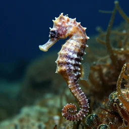 underwater photo of a seahorse jiraffe hybrid by national geographic