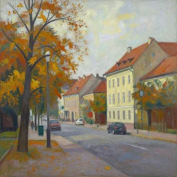 an edward hopper style painting of a ( ( ( ( ( ( ( ( miskolc, a city in northeastern hungary ) ) ) ) ) ) ) ), autumn, october of 1 9 4 8