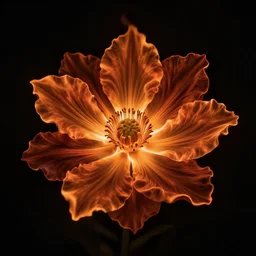 flower made of fire, black background,art by Peter Tang