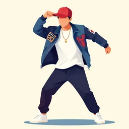 psy performing Gangnam Style, vectorized flattened 2d art, Art by Ernst