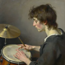 breathtaking detailed soft painting of your head turns away, the new love, your head turns back, a fingertip on a drum charging sounds and harmony, rembrandt style, elegant, highly detailed, artstation, concept art, matte, sharp focus, art by luis royo and tom bagshaw, and greg rutkowski
