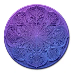 three dimensional multilayered patterns inside a circle, intricate detail, complex, colorscheme purple and blue