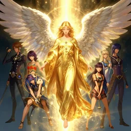 a beautiful full body angel with big wings wearing a golden kaftan, shining light, golden hora, by alex gray, android jones, nekro, karol bak, ayami kojima, artgerm, yoshitaka amano, olivier ledroit, concept art, fantasy
