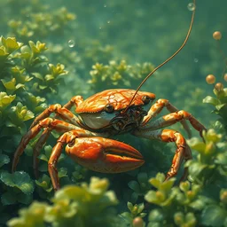 king crab in algae. highly detailed, digital painting, watercolor, soviet realism, engraving, artstation, concept art, smooth, sharp focus, vivid grunge, manga, illustration, unreal engine 5, 8 k, art by bilibin and kuvshinov and malevich and mucha
